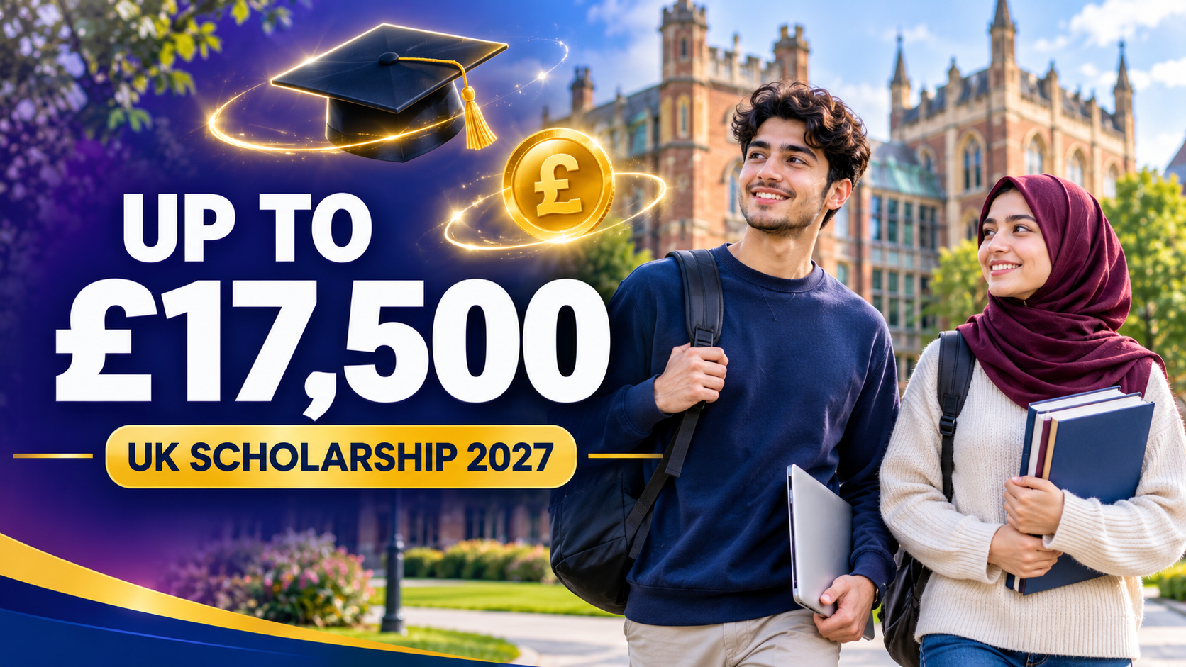 Sheffield GEMS Scholarship 2027: Up to £17,500 for GEMS Students in the UAE, Qatar and Egypt 6 Two international students walking on a UK university campus for the Sheffield GEMS scholarship 2027