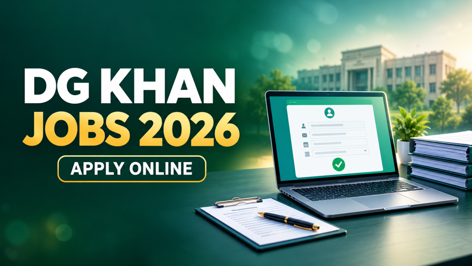 DG Khan jobs 2026 featured image showing a laptop with an online application form